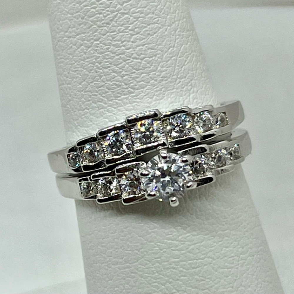 Fashion 925 Silver Ring White Sapphire 2pcs/set Ring.R23